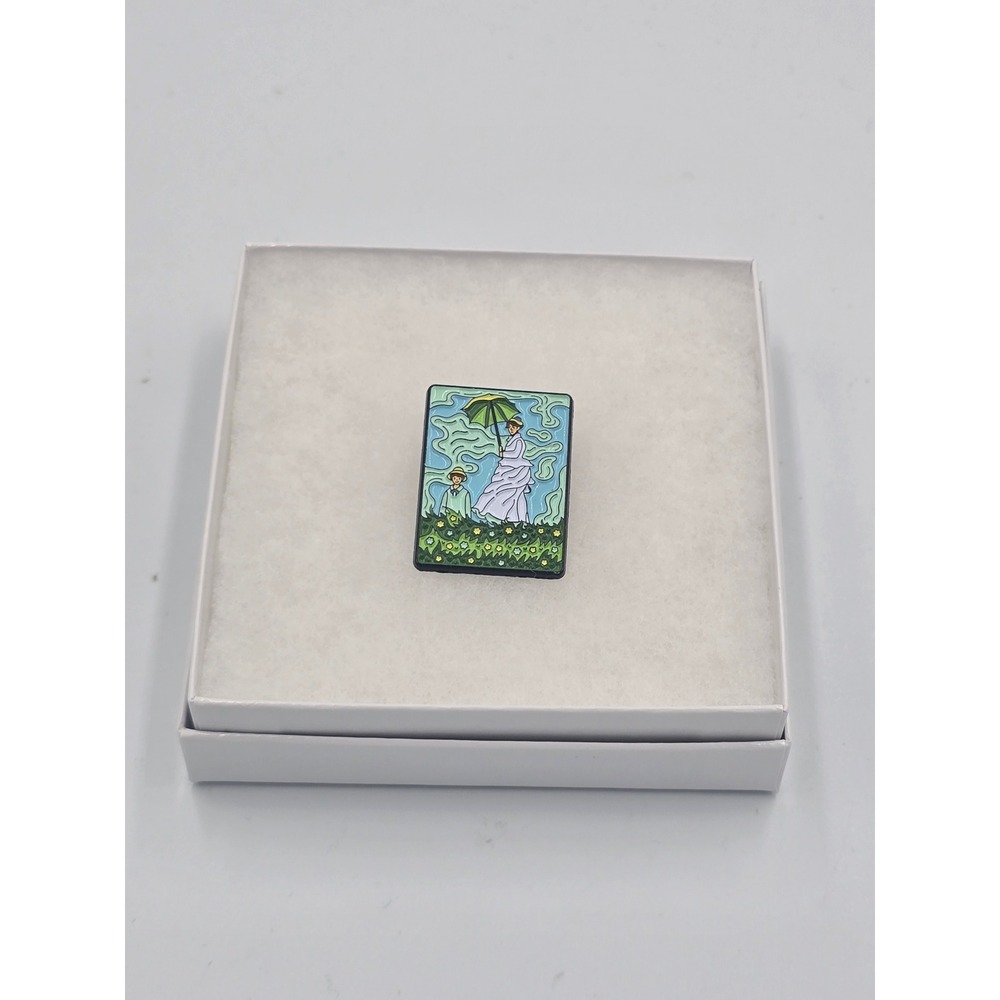 Vintage Claude Monet Woman With Parasol Enamel Pin Brooch Art History Gift